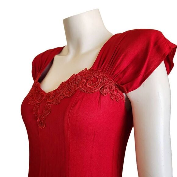 Jay Jacobs size 9-10 vintage Marilyn Monroe wine red sweetheart high slit dress - Picture 2 of 11